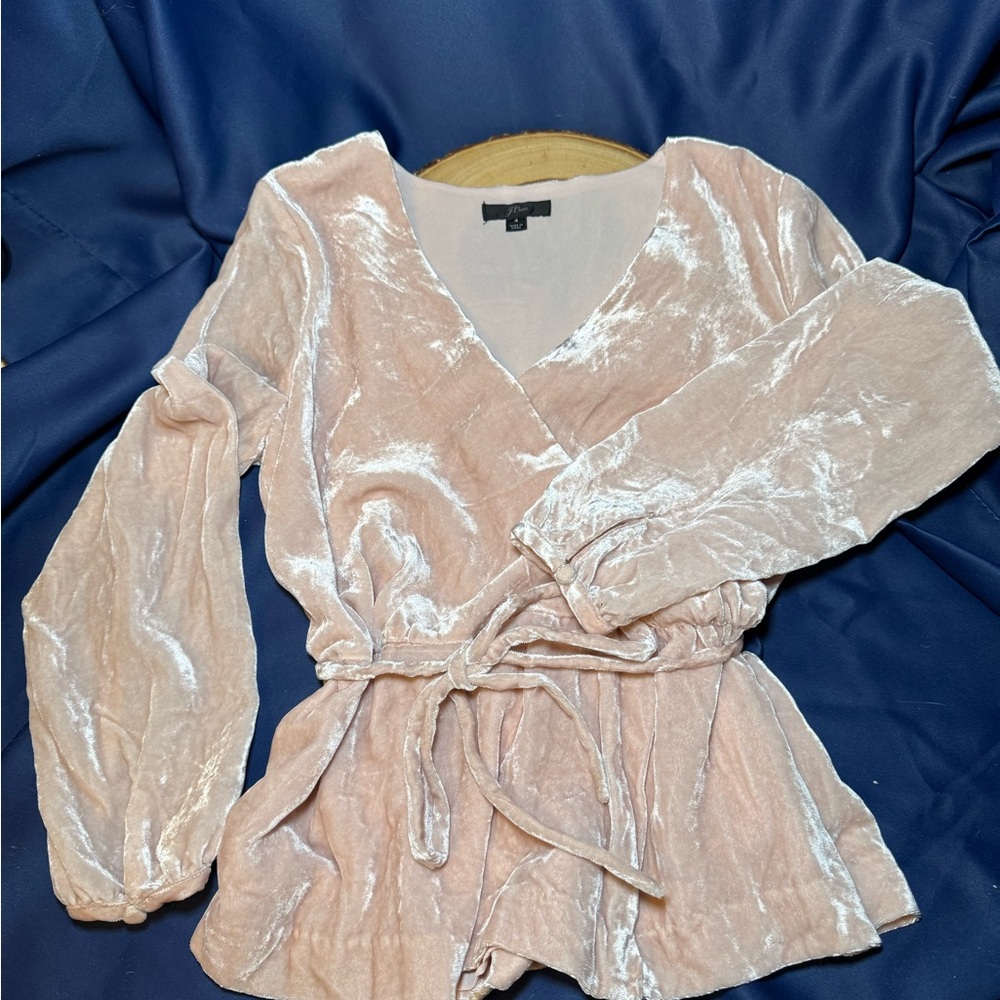 J. Crew Blush Velour Peplum Blouse